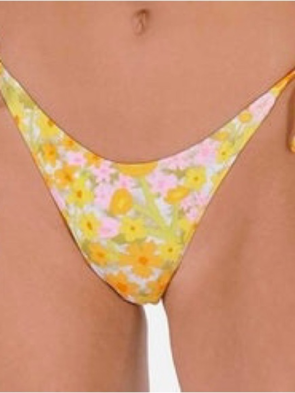 Blackbough Swim XS Yellow Floral Tie Side Bikini Bottoms Cheeky High Cut NWOT